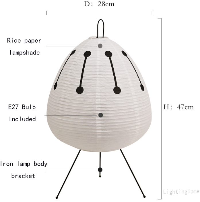 Japanese rice paper lamp for a Japandi, zen decor - Noguchi inspired